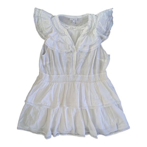 LoveShackFancy Target Penelope White Ruffle Embroidered Cotton Mini Dress 2X - Picture 2 of 15
